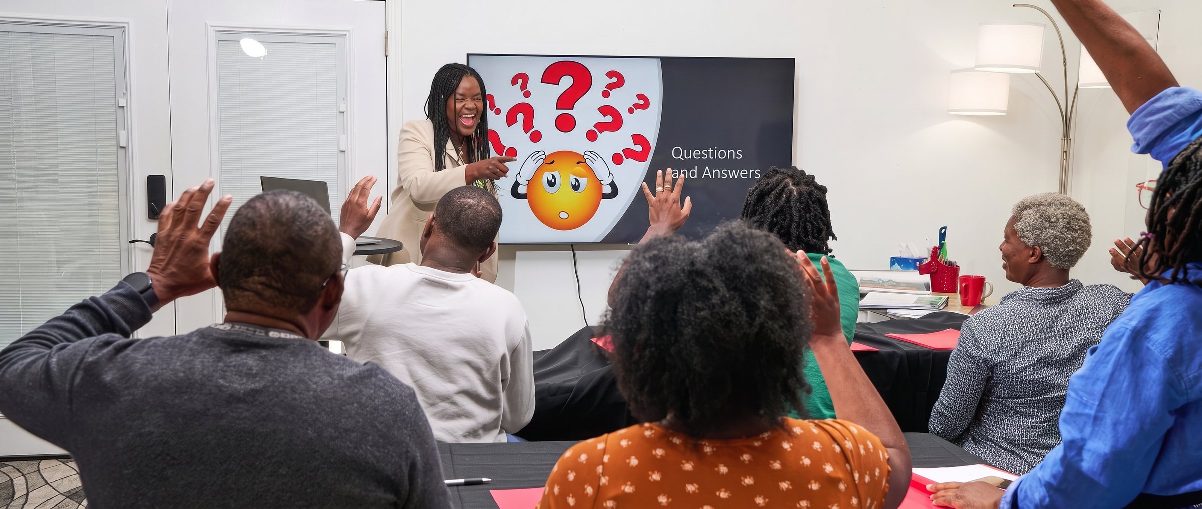 Coach Nurse Diane laughing with students during a home care startup class